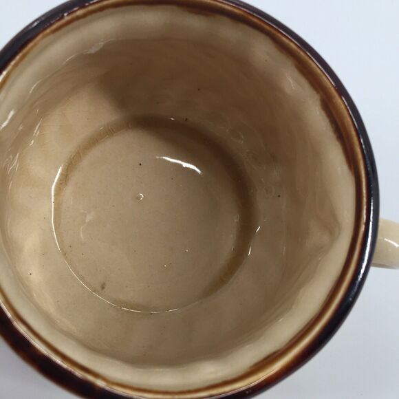 Vintage Consomme Soup Bowl Brown Cream Cottage Ceramic Made In Japan Handled Old - Picture 3 of 7